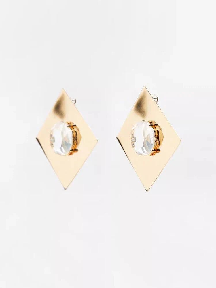 Izara CZ Color Gemstone Square Metal Drop Earrings