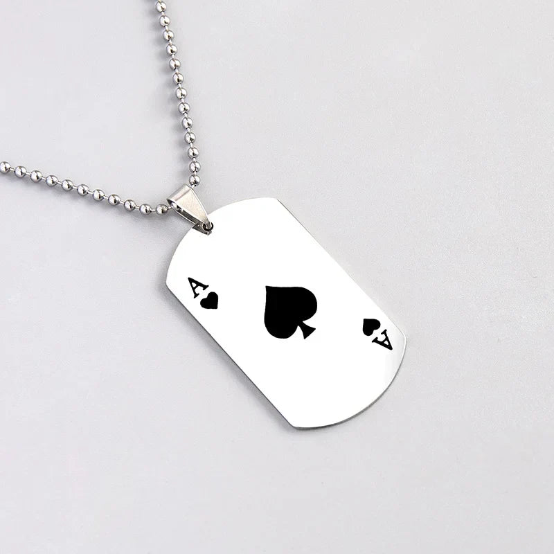 Ace of Spade ID Tag Pendant Necklace