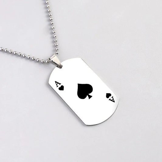 Ace of Spade ID Tag Pendant Necklace