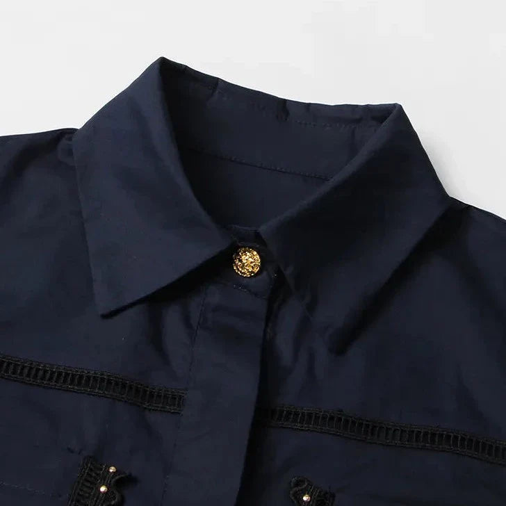 Piper Rivet & Frill Trim Two Piece Set Flare Dress