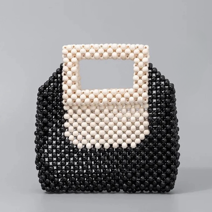 Vintage Wooden Beading Look Mini Clutch Bags