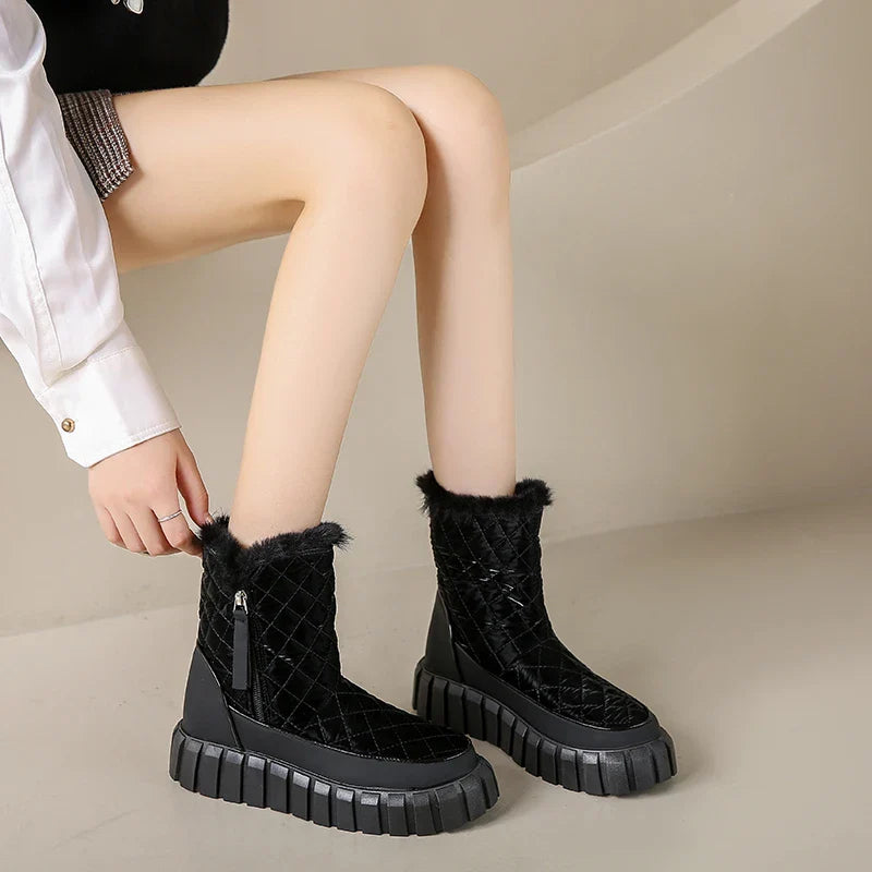 Geneva Quilted Plush Lined Platform Winter Boots