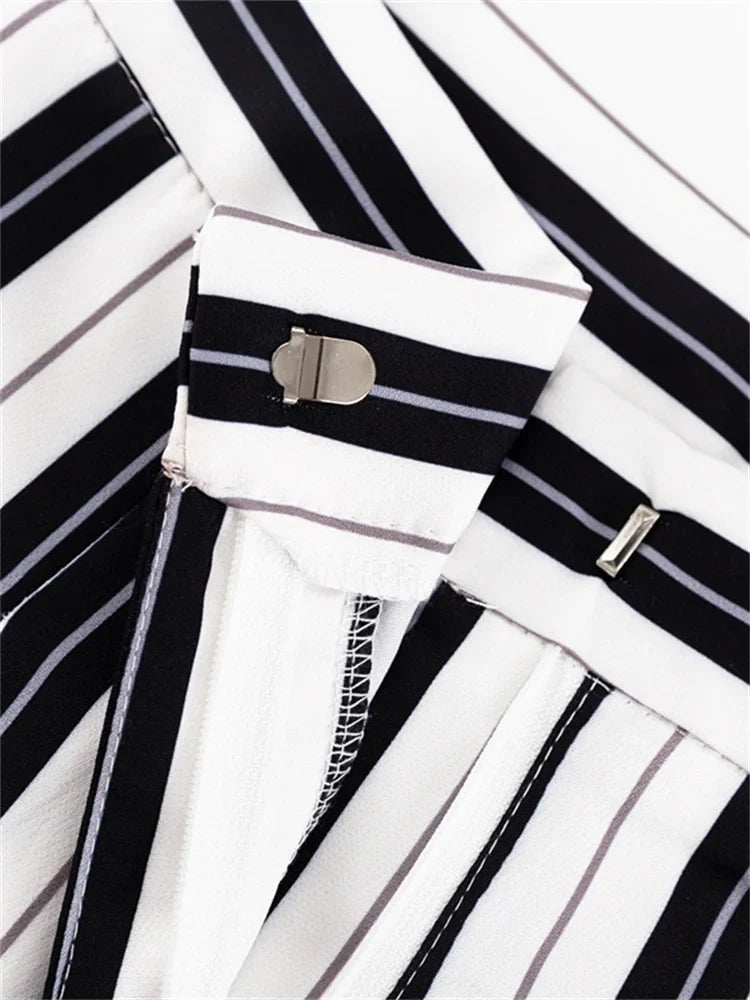 Liisa Casual Big Stripe Wide Leg Pants