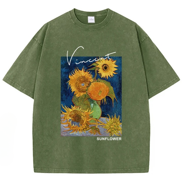 Vincent Sunflower Print Casual UNISEX T-Shirts