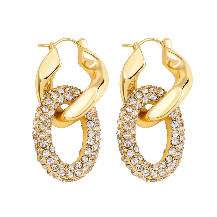 CZ Zircon Crystal Geometry Hoop Earrings
