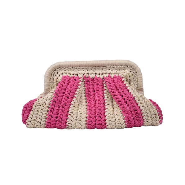 Zoe Bold Stipe Straw Clutch Bag