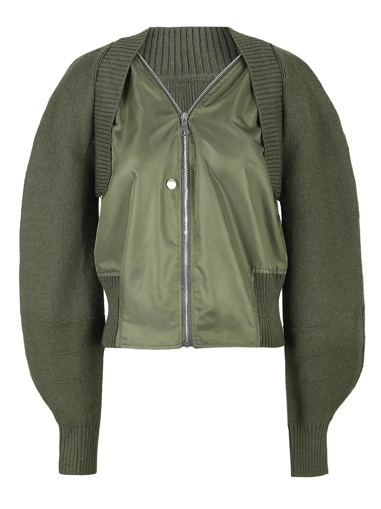 Riva Knit Patchwork Bomber Jacket