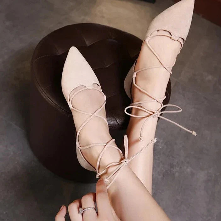 Paulie Faux Suede Lace Up Flats