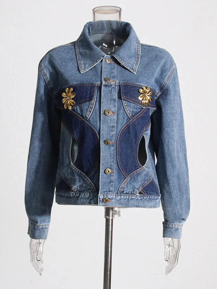 Rumia  Wave Cut Out Denim Jacket