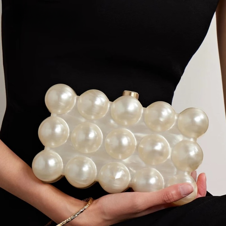 Seona Acrylic Pearly Bubble Evening Clutch Bag