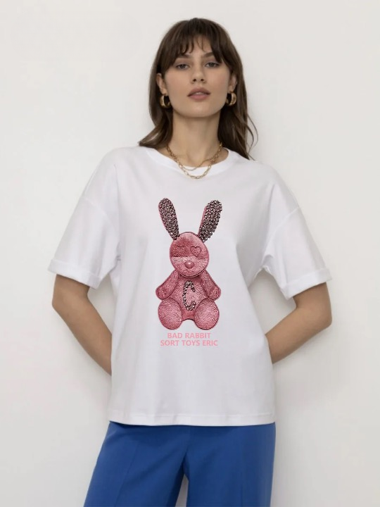 Lorie Cute Rabbit Printed T Shirts