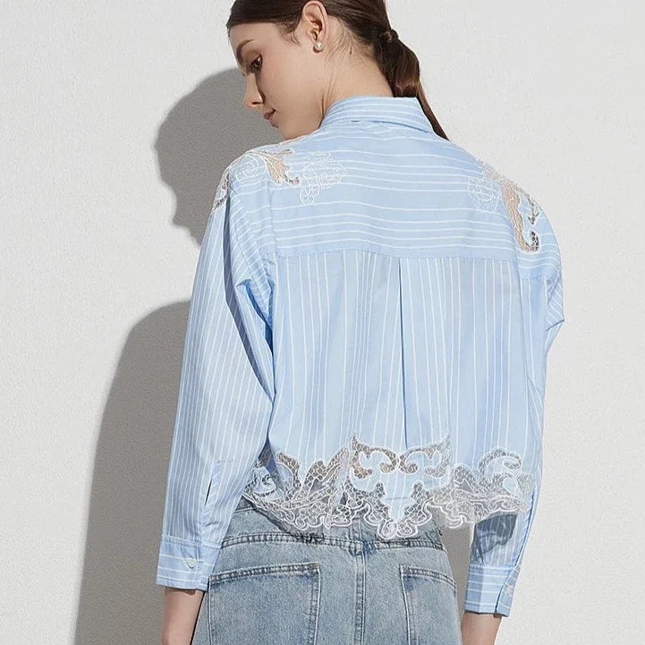 Leilani Lace Patchwork Cropped Shirts