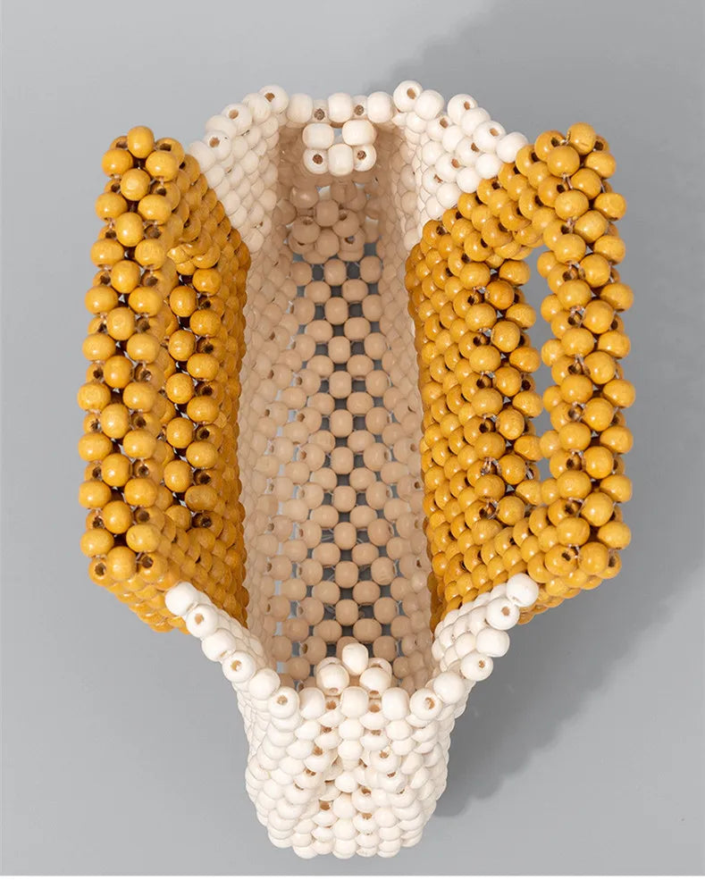 Vintage Wooden Beading Look Mini Clutch Bags