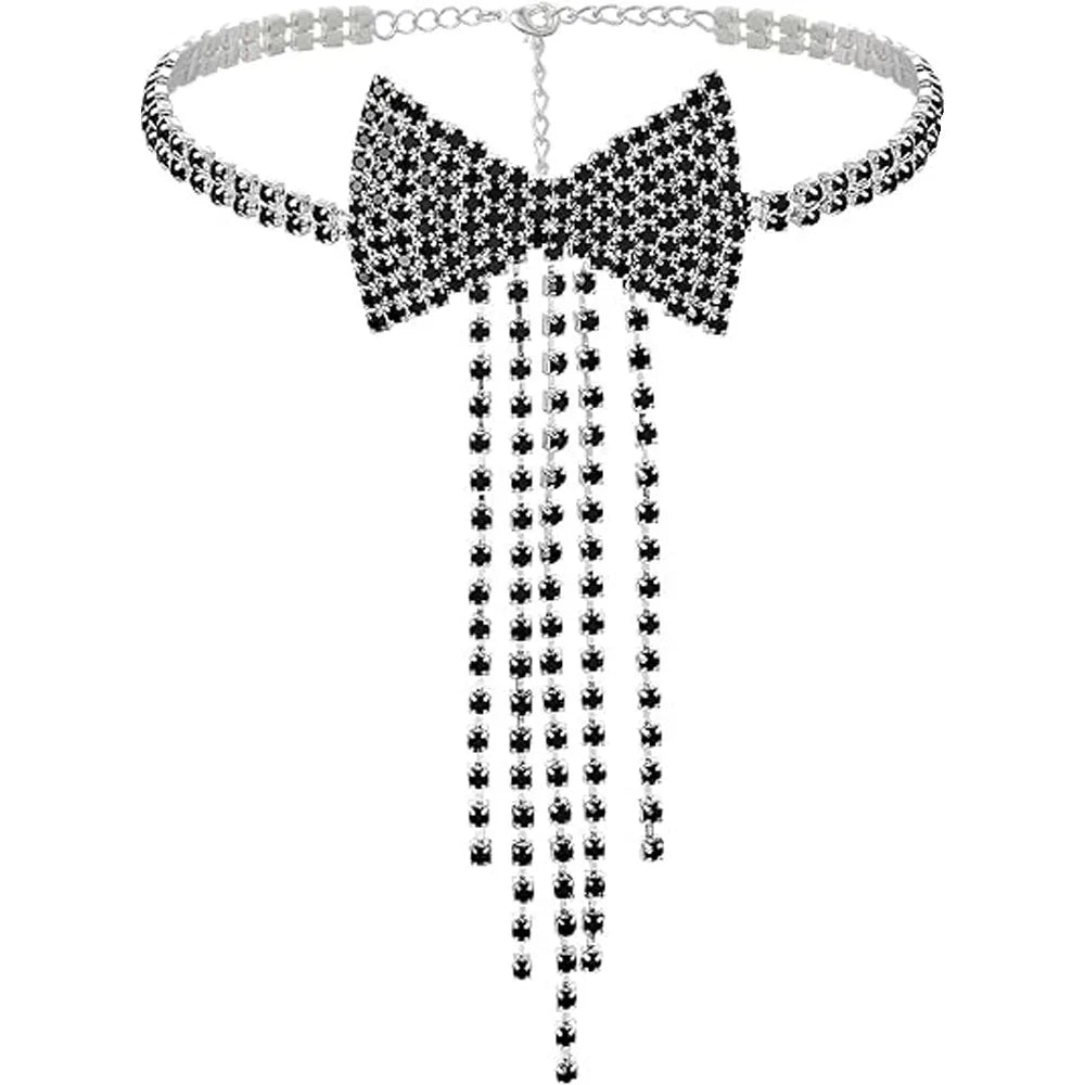 Carrie Crystal Bow Tie Choker Necklace