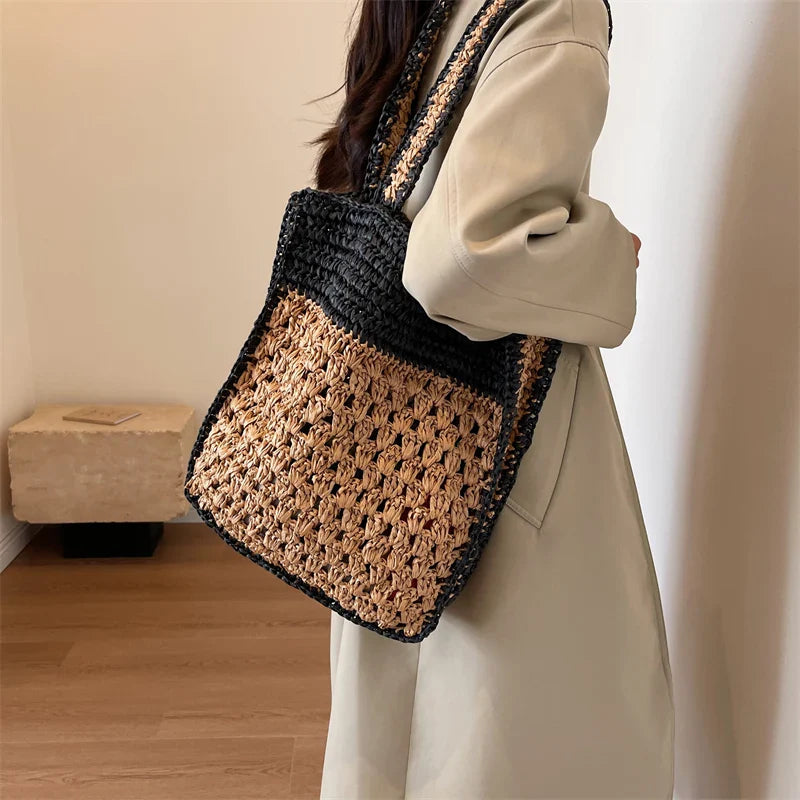 Milli Two Tone Straw Totes
