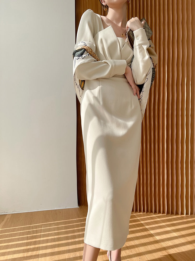 Long Sleeve Vintage Fashion Chic Evening Vestido Female Birthday