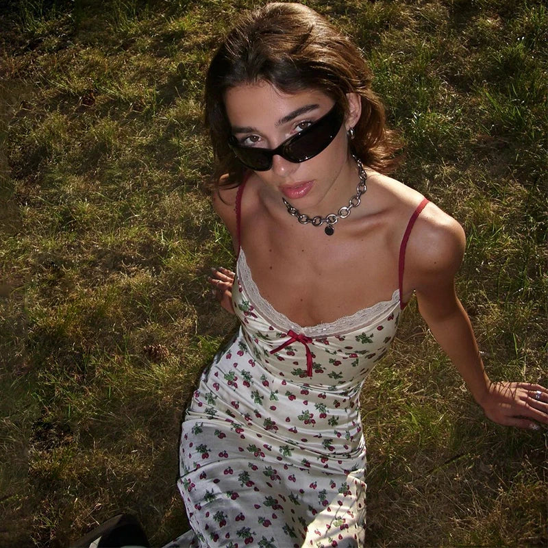 Lynia Satin Strawberry Slip Dress