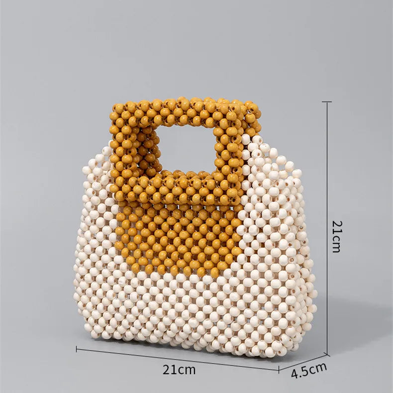 Vintage Wooden Beading Look Mini Clutch Bags
