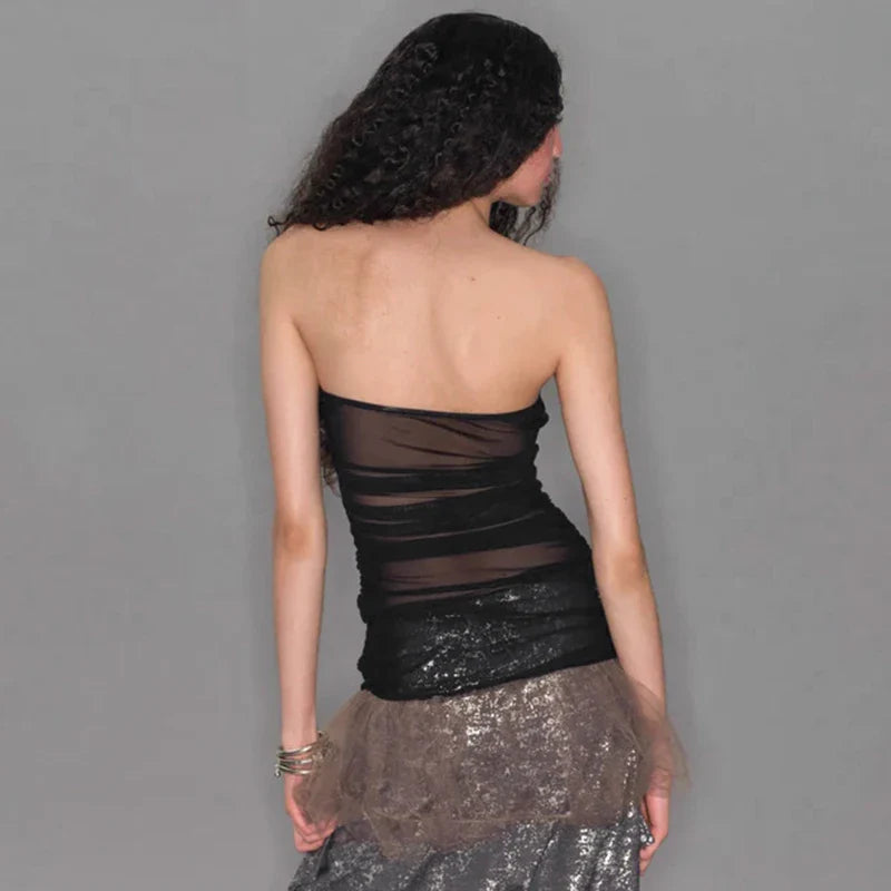 Lace See Through Mesh Sheer Top