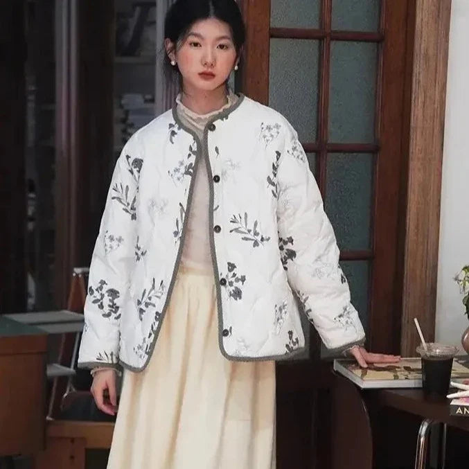 Amaya Vintage Spring Floral Quilted Jacket