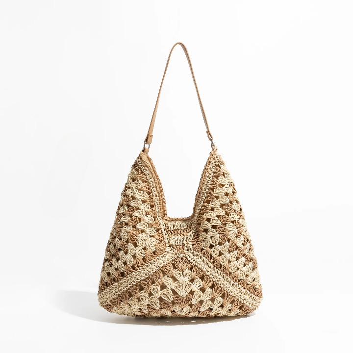 Esperanza Stripe Bohemian  Straw Hobo Bags  