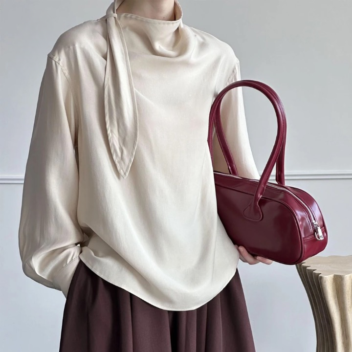 Rita Elegant Cowl Neck Tie Blouse