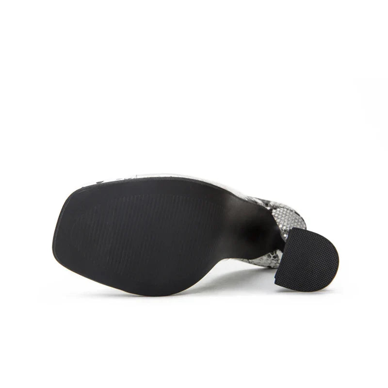 Auden Clear Upper Snakeskin Print Heel Sandals