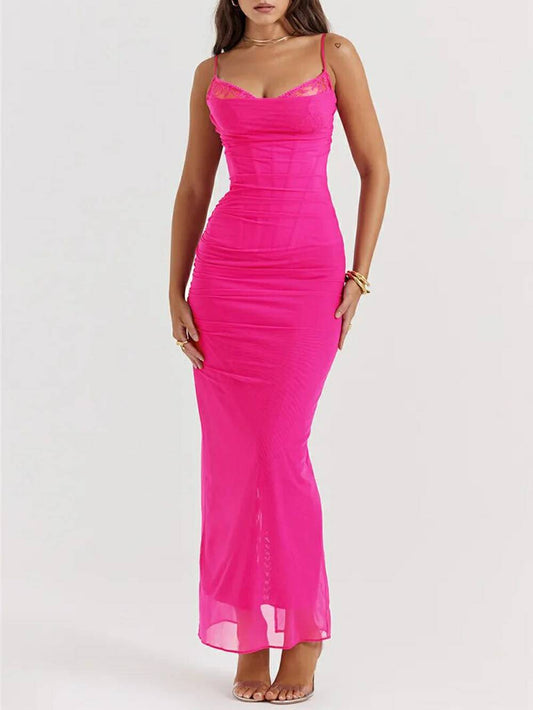 Fuchsia Corset Maxi Dress