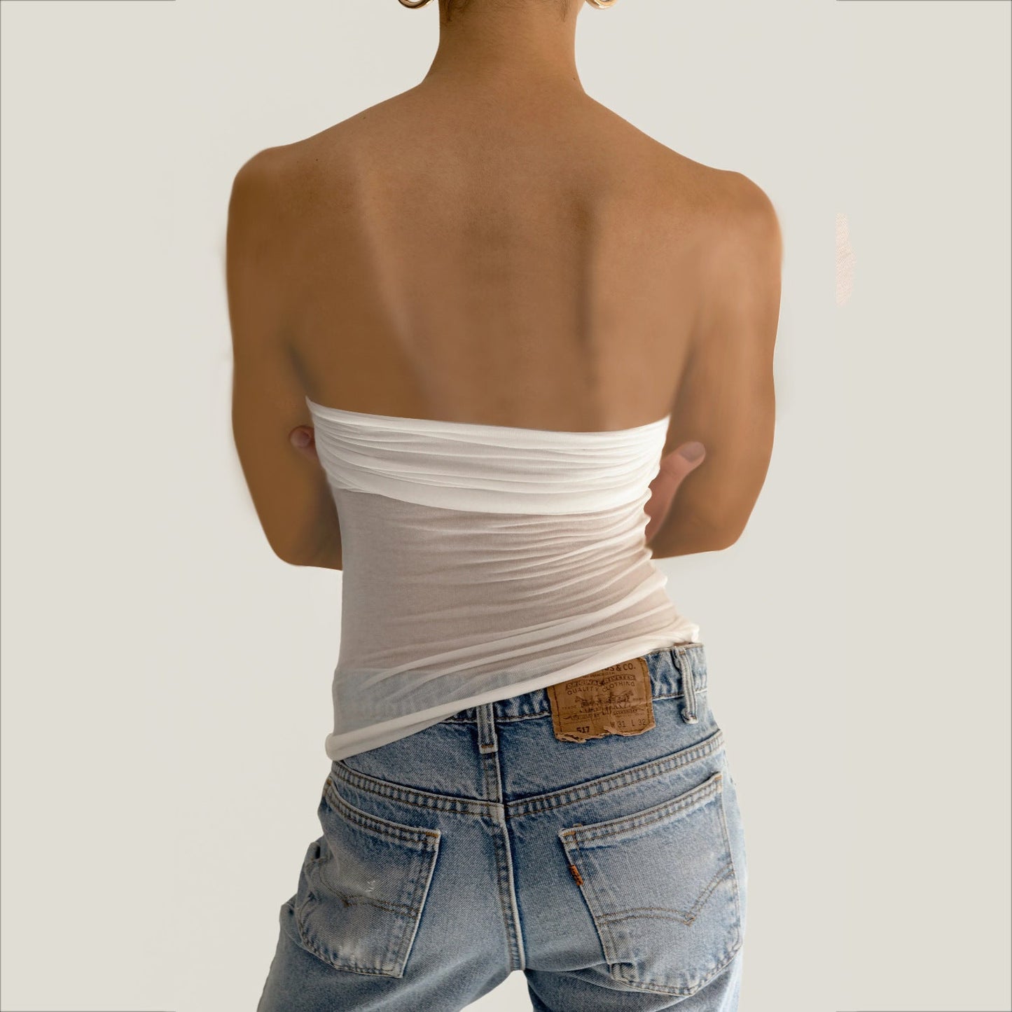 Sleeveless Chest Wrap Top Streetwear Party Casual Bodycon Solid Backless Top