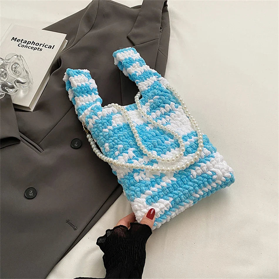 Delani Pearl Strap Bohemian Print Knit Bags