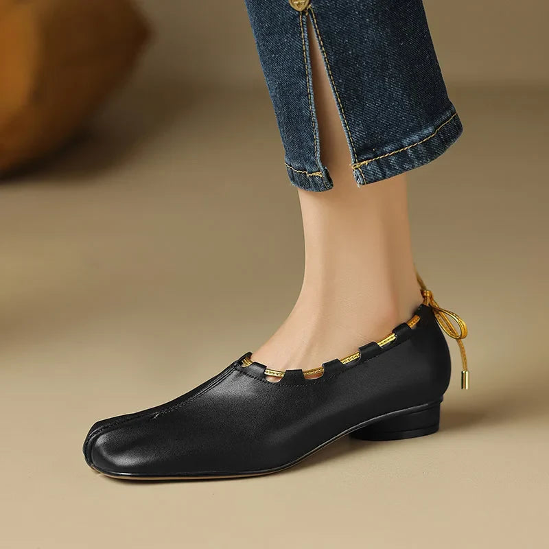 Eara Split Toe Rope Tie Moccasin Flats