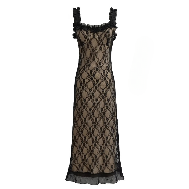 Clydie Lace Mesh Bodycon Midi Dress