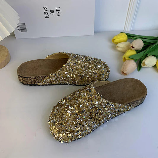 Corey Gold Sequin Cork Slipper