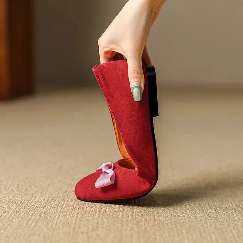 Mariana Ribbon Suede Ballet Flats