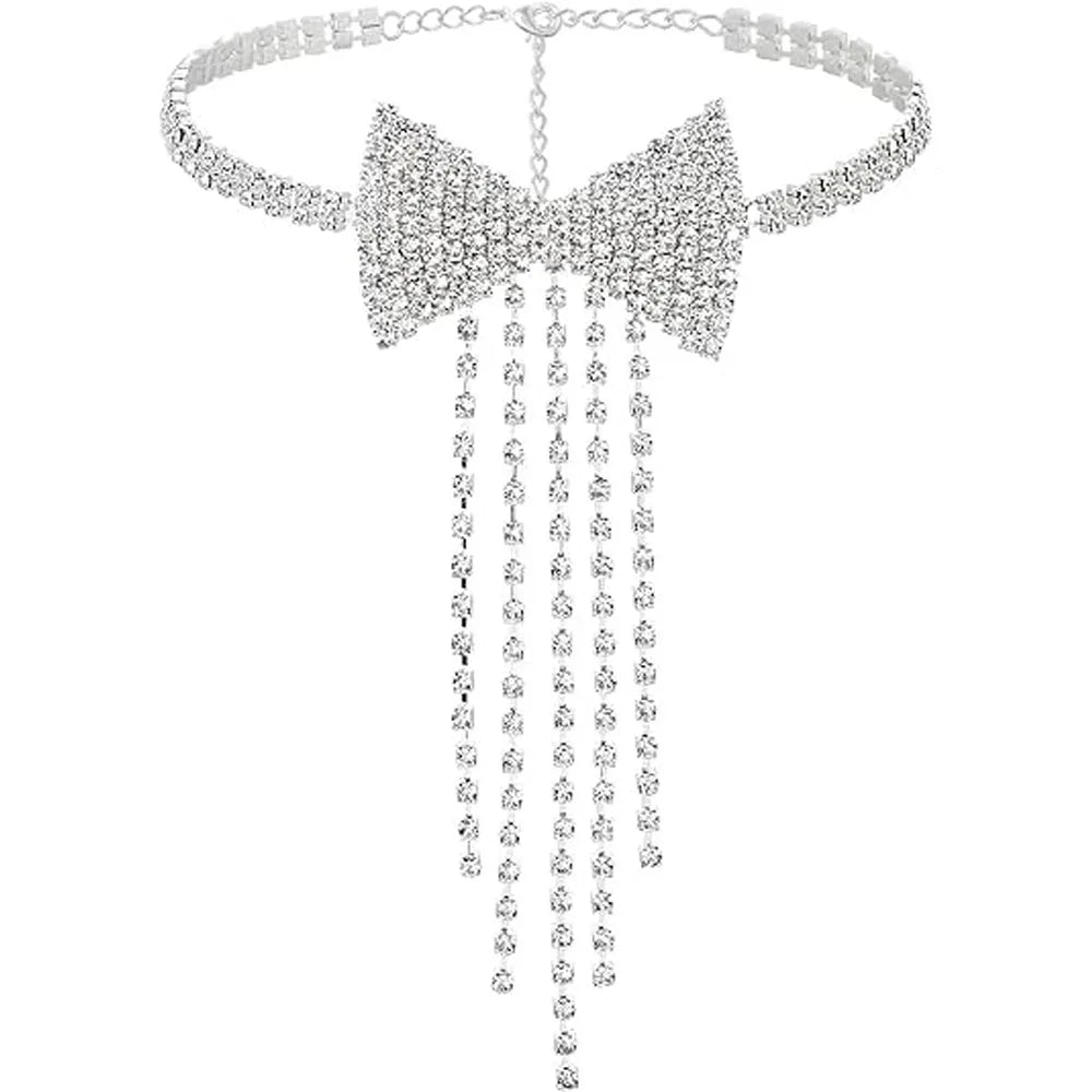 Carrie Crystal Bow Tie Choker Necklace