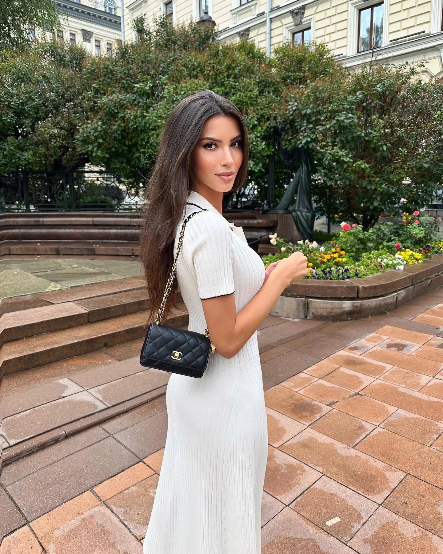 Denim Patchwork Knitted Short Sleeve Button Work Dress