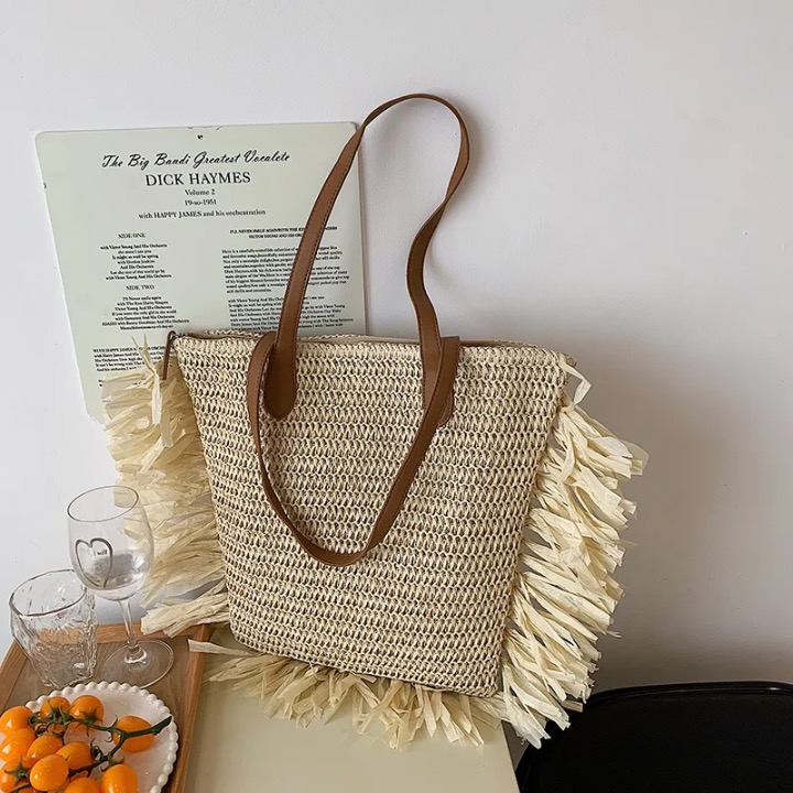 Alara Tassel Straw Tote Bag