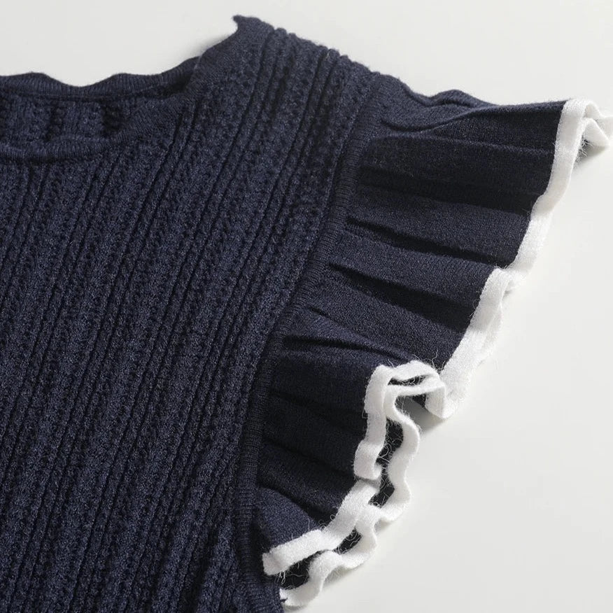 Clea Butterfly Ruffle Sleeve Knit Top