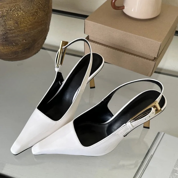 Eileen Pointed Toe Sling Back Kitten Heels