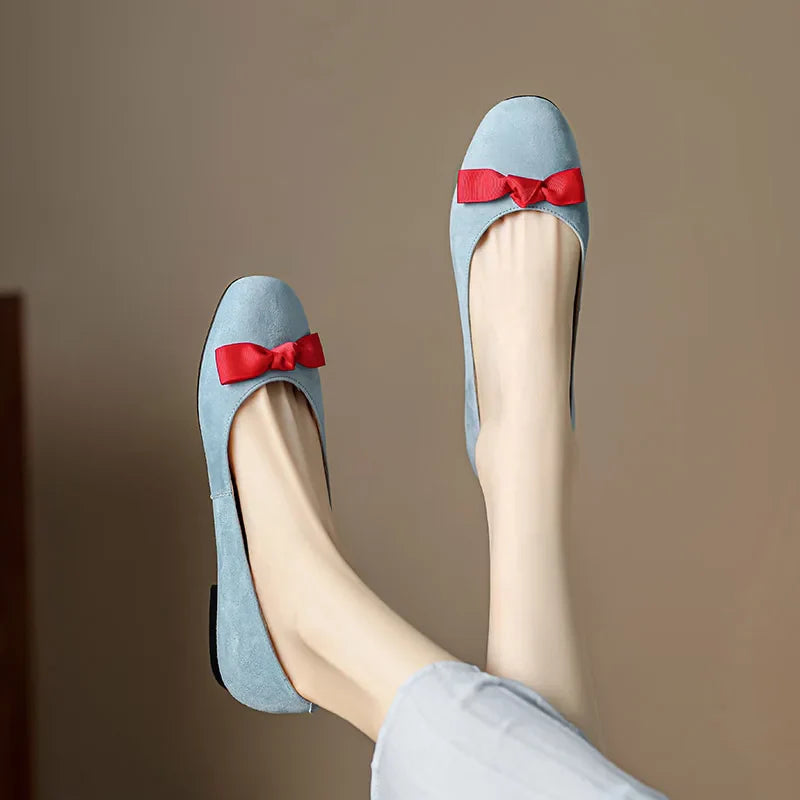 Mariana Ribbon Suede Ballet Flats