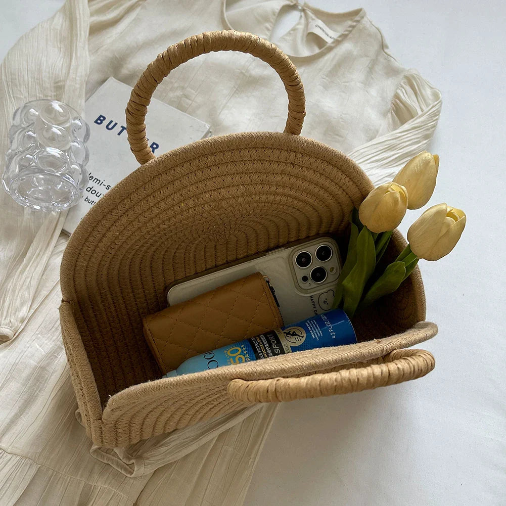 Ceren Woven Half Moon Bag