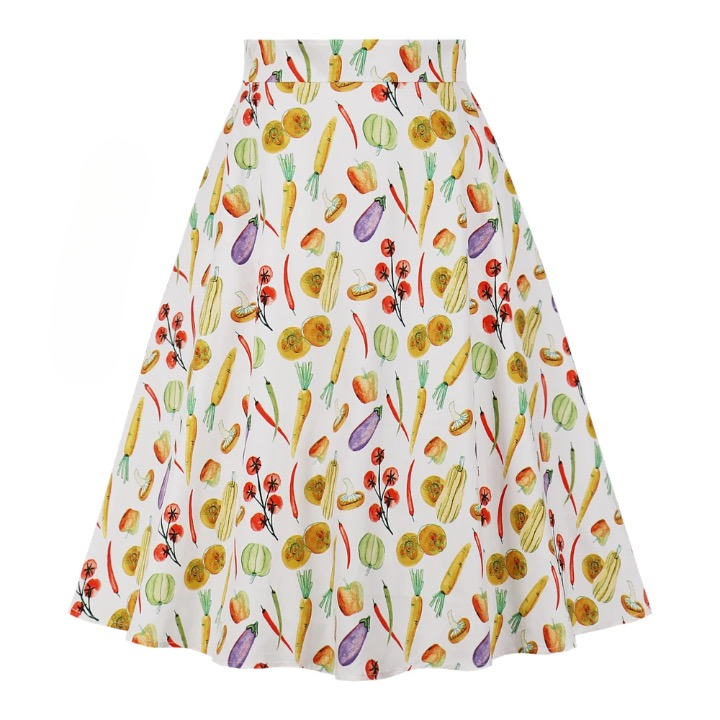 Marietta Retro Prints Flare Midi Skirts