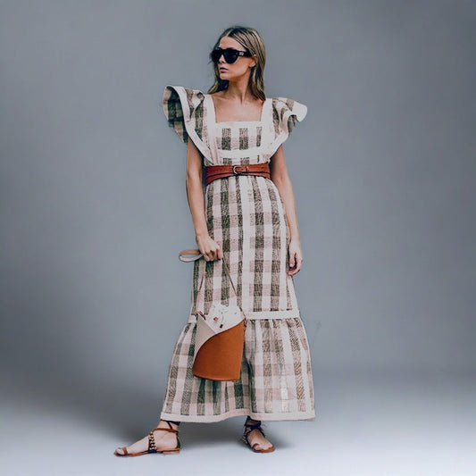 Ramona Ruffle Sleeve Square Neck Maxi Dress