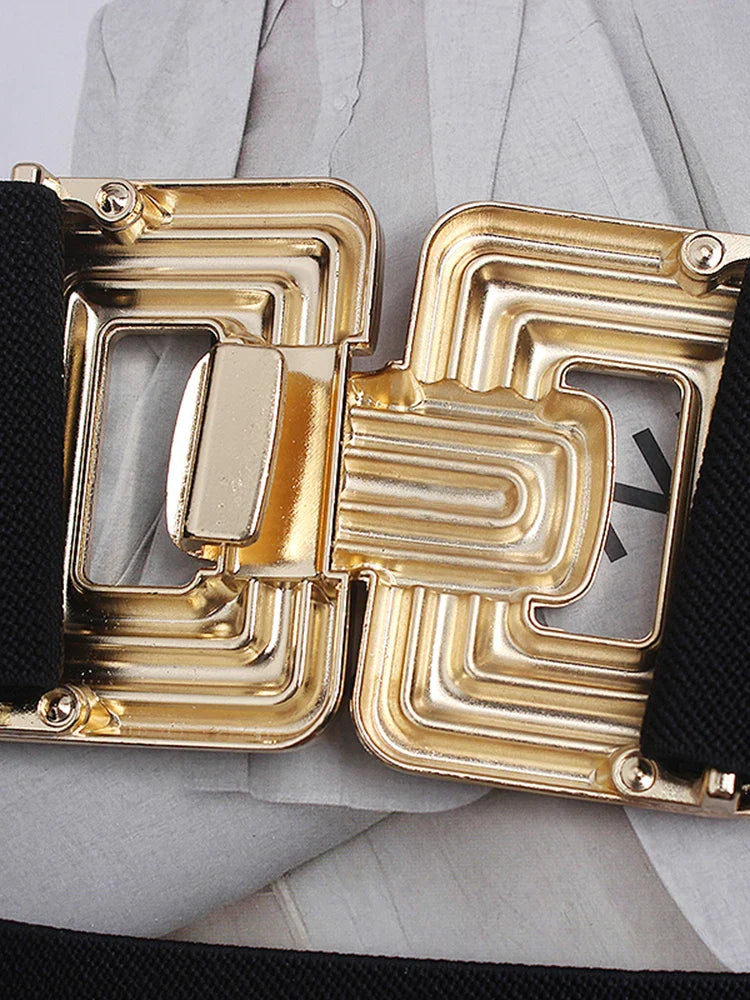 Vintage Square Buckle Woven Metallic Belts