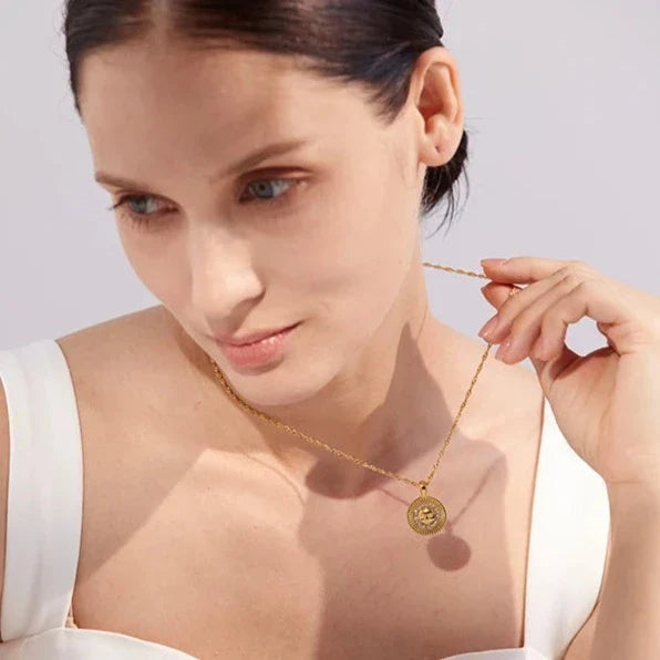 Golden Soleil CZ Medallion Necklace