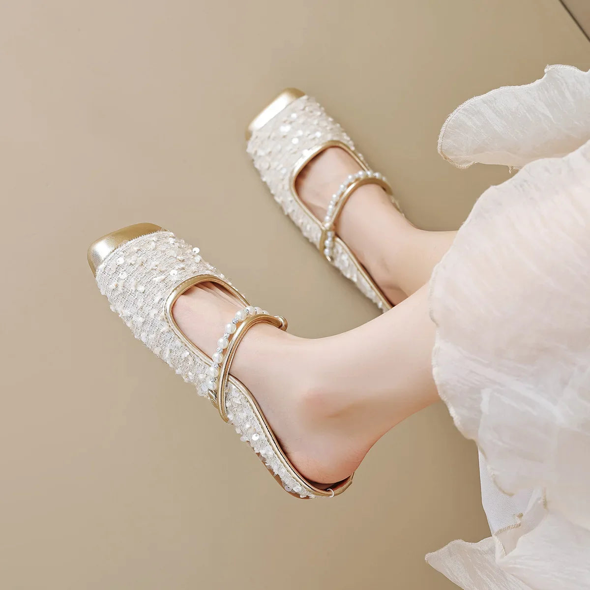 Chantelle Sequin Tweed Mules