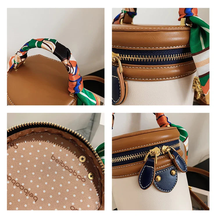 Tami Scarf Handle Barrel Bucket Bag