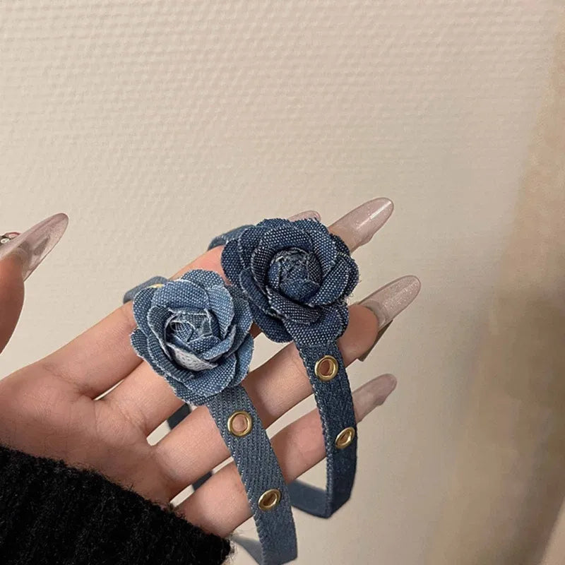 Denim Rose Corsage Choker Necklaces