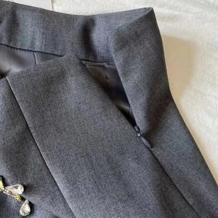 Leslie Crystal Embellished Pleated Midi Skirts