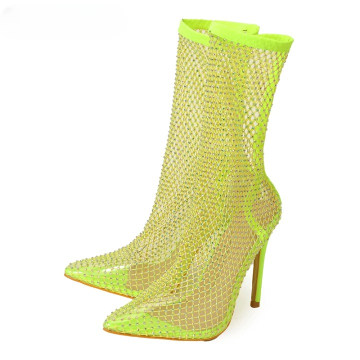 Nayeli Rhinestone Mesh Over The Knee Glove Boots